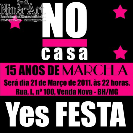 Convite 15 anos - Pink com preto - Tamanho 15x15cm - Envelope em papel vegetal